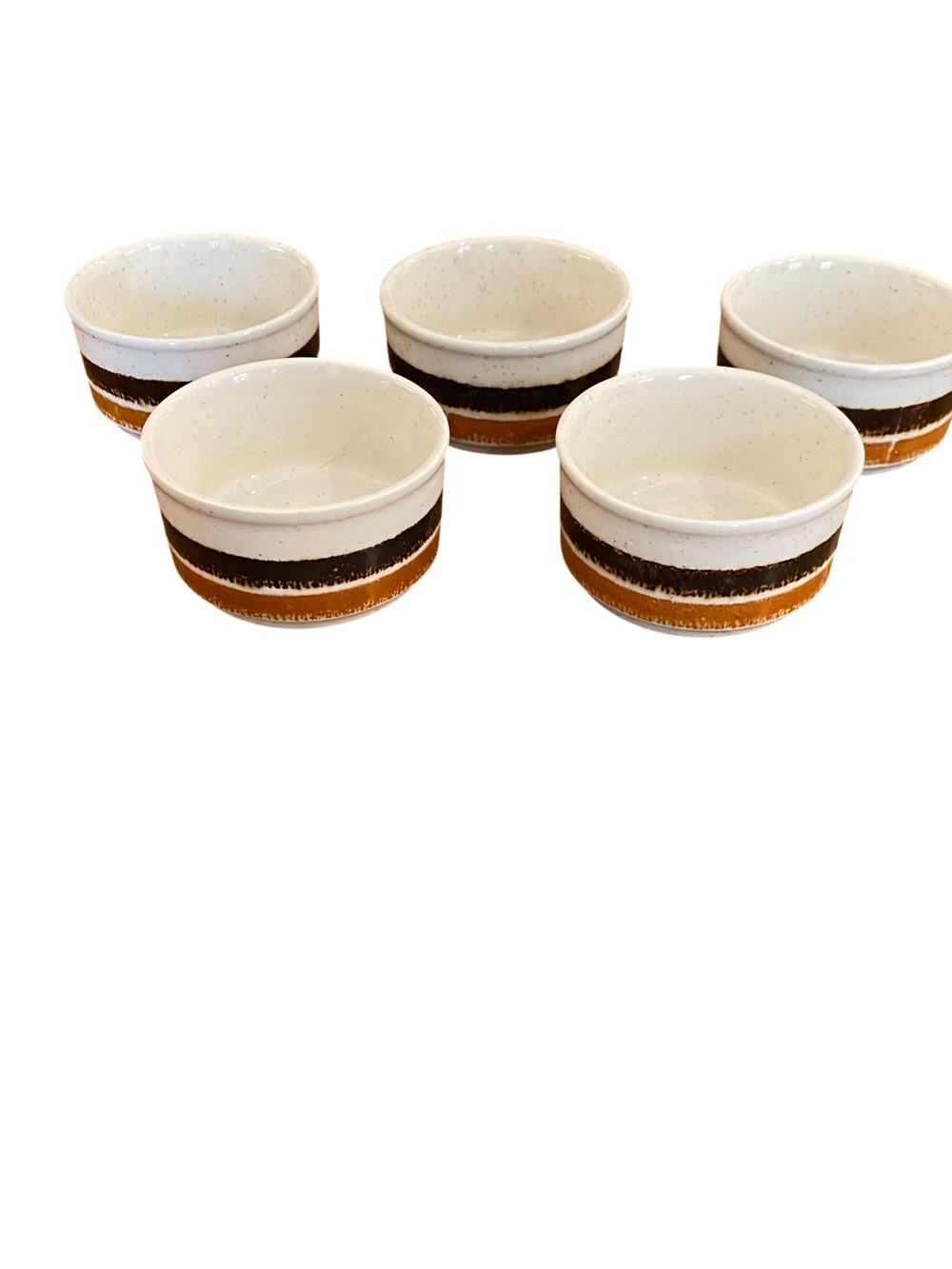 Vintage Bilton’s Stoneware Bowls Set of 5 Brown Stripe Japan